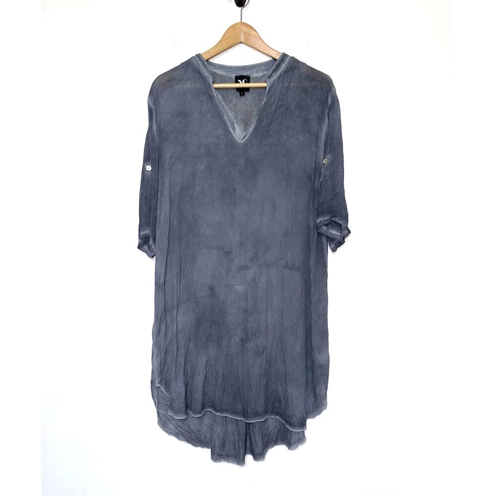 NU DENMARK gray washed lightweight lagenlook 3/4 sleeve tunic top shirt blouse
